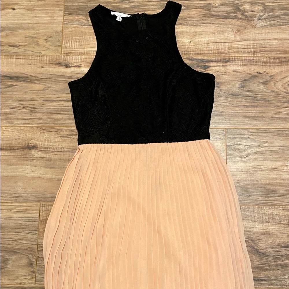 Black and pink color block dress